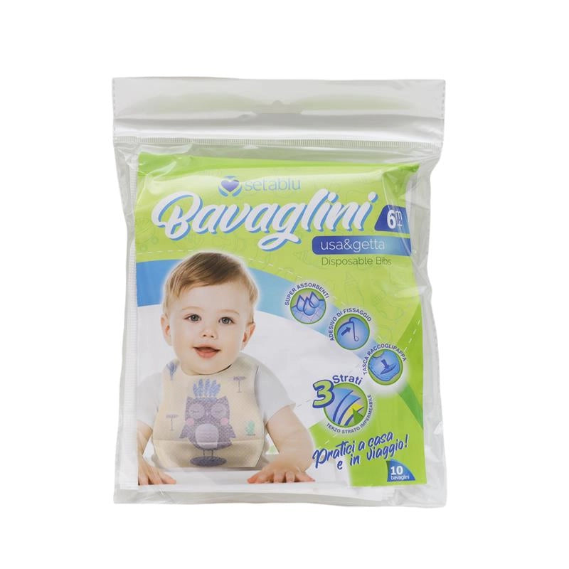 SETA BLU BAVAGLINI MONOUSO BABY  CONFEZIONE DA 10 PEZZI