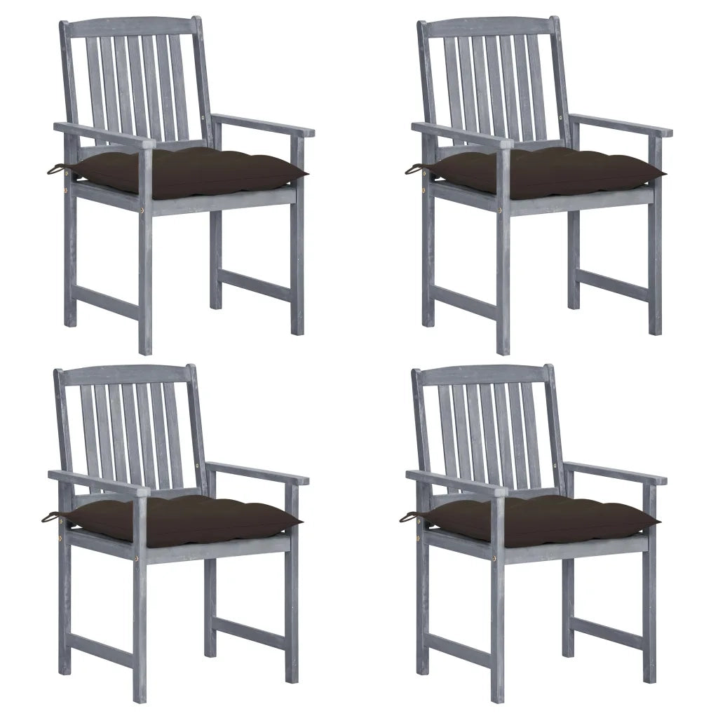 Sedie da Giardino con Cuscini 4 pz in Massello di Acacia Grigio cod mxl 13556