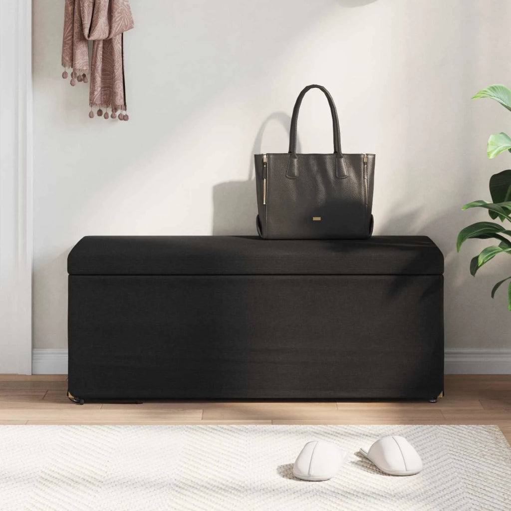 Pouf Nero 101 x 41 x 40 cm Tessuto e Legno Ingegnerizzato