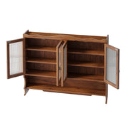 Pensile con 4 Ante; Ripiani Rimovibili e Ganci Aperti per Bagno in Legno Massello 100×20×80 cm Marrone