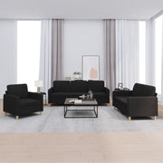 Set di Divani 3 pz con Cuscini Nero in Tessuto 3202058