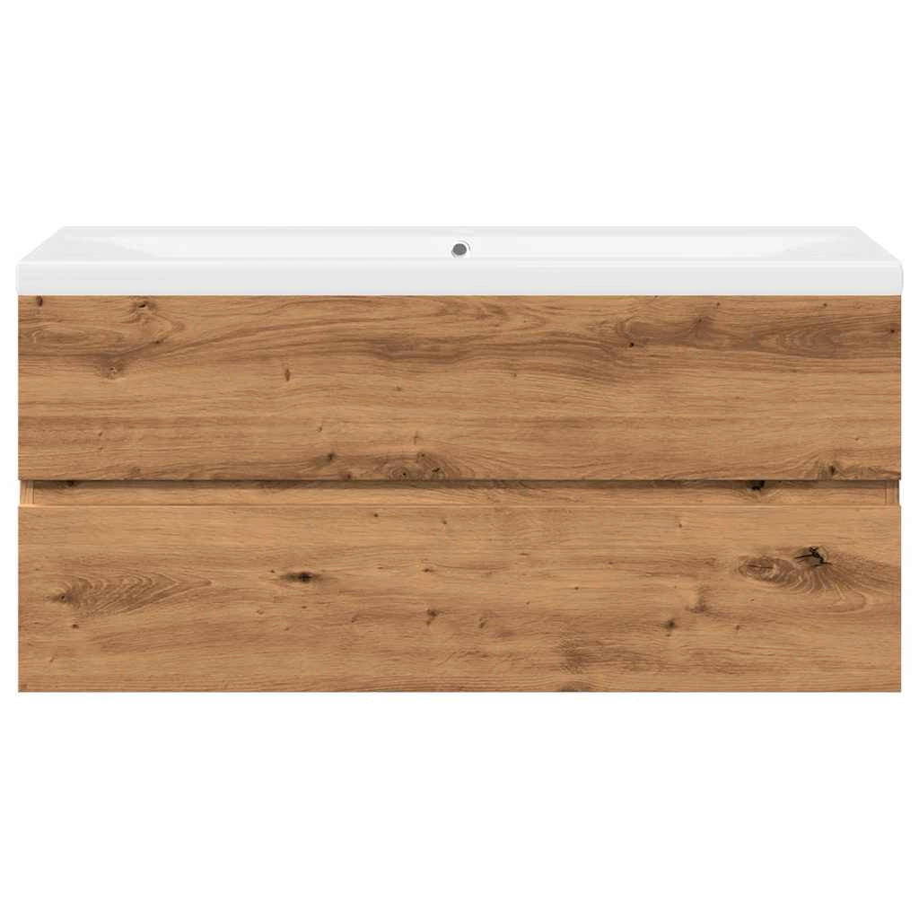 Mobiletto da bagno con pratico contenitore 100 x 38,5 x 45 cm finitura rovere ingegnerizzato fatto a mano 02_0055853