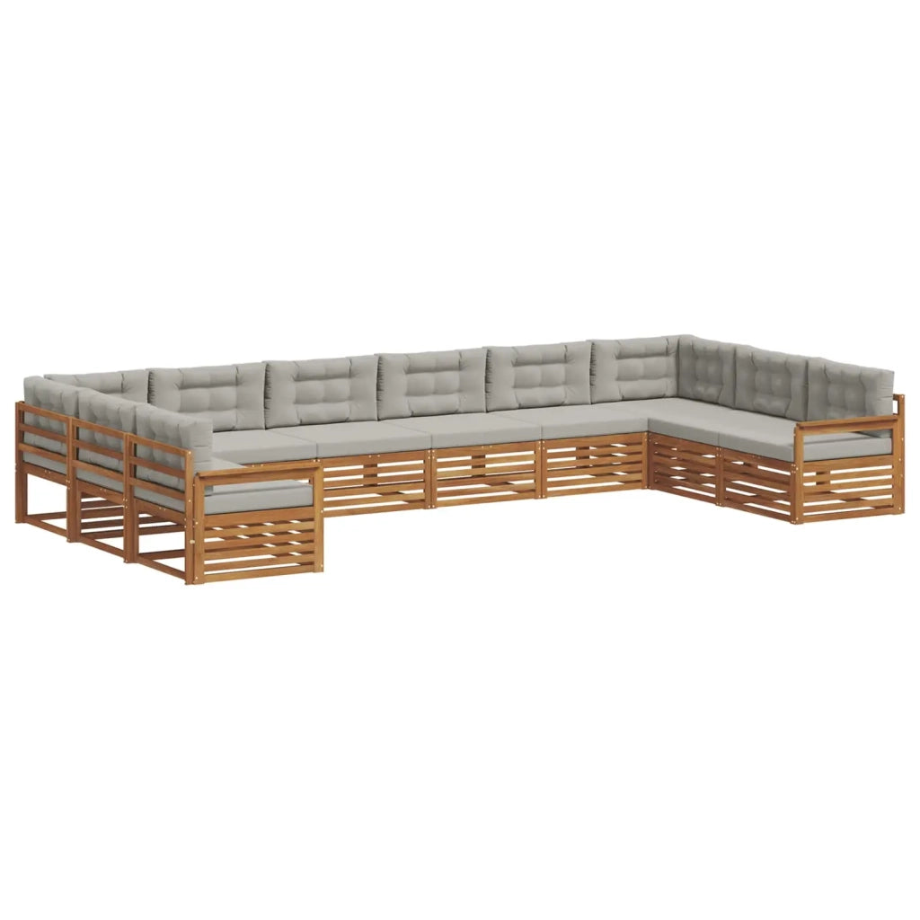 Set divani con cuscino 8 pcs Grigio Naturale e Chiaro