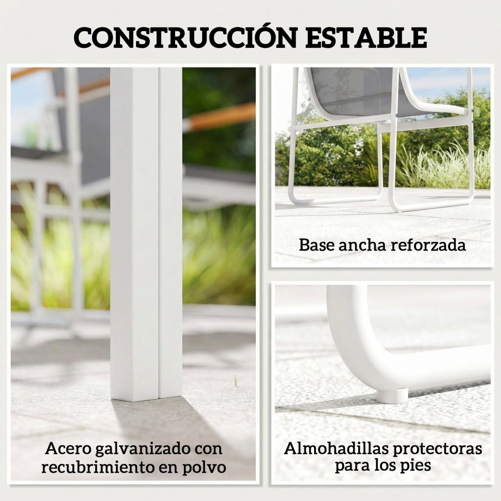 Set Tavolo da Pranzo e Sedie Giardino ¨C Xylo ¨C 6 Sedie Grigio Piano Vetro Temperato Bianco