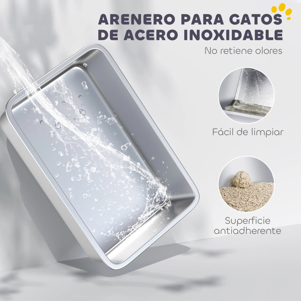Arenero per Gatti ¨C zephmum ¨C 70x50x30 cm Grigio Acciao Inox