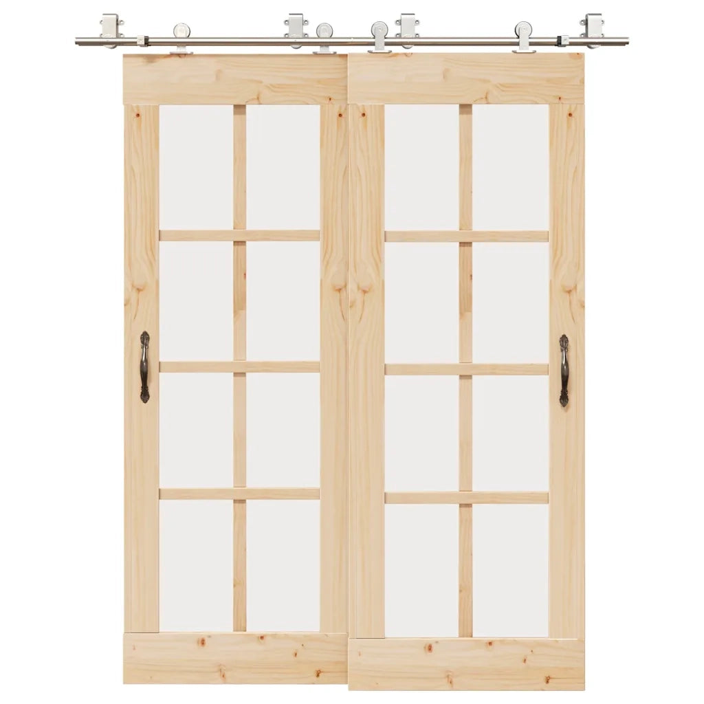 Kit Binari Porta Scorrevole 183 cm Acciaio Inossidabile Argento 3295763