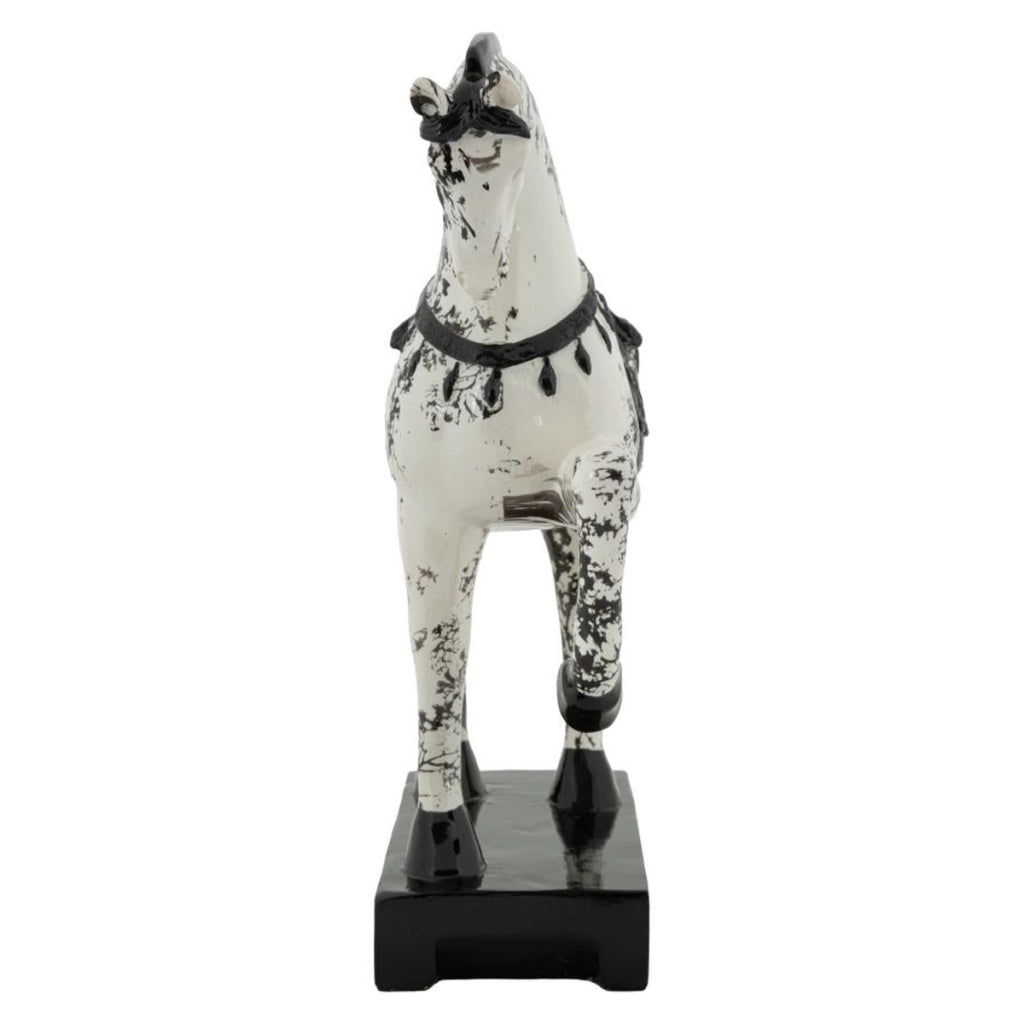 Scultura a forma di cavallo bicolore in poliresina L 31 × P 10,5 × H 34 cm