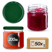 Barattoli per conserve KADAX Lerma 200 ml 50 pezzi 66 mm + coperchi verdi