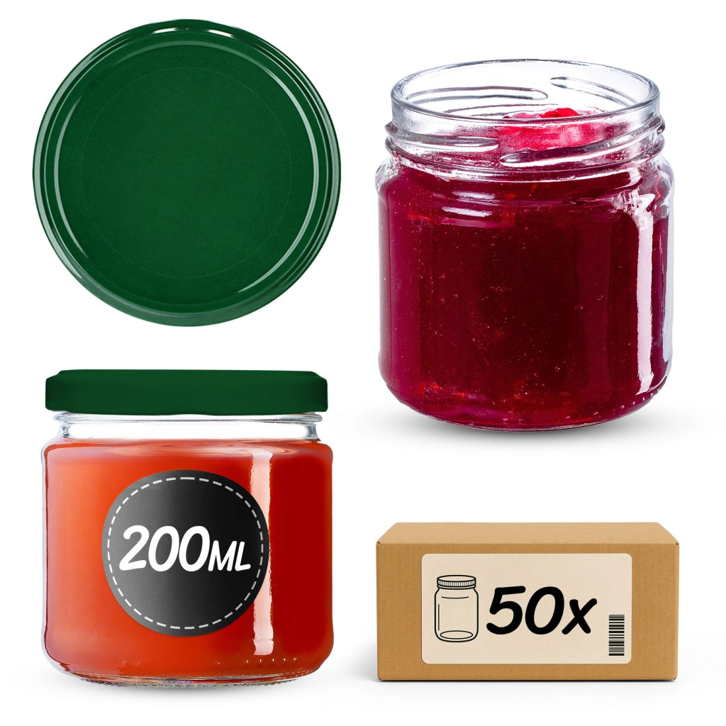 Barattoli per conserve KADAX Lerma 200 ml 50 pezzi 66 mm + coperchi verdi