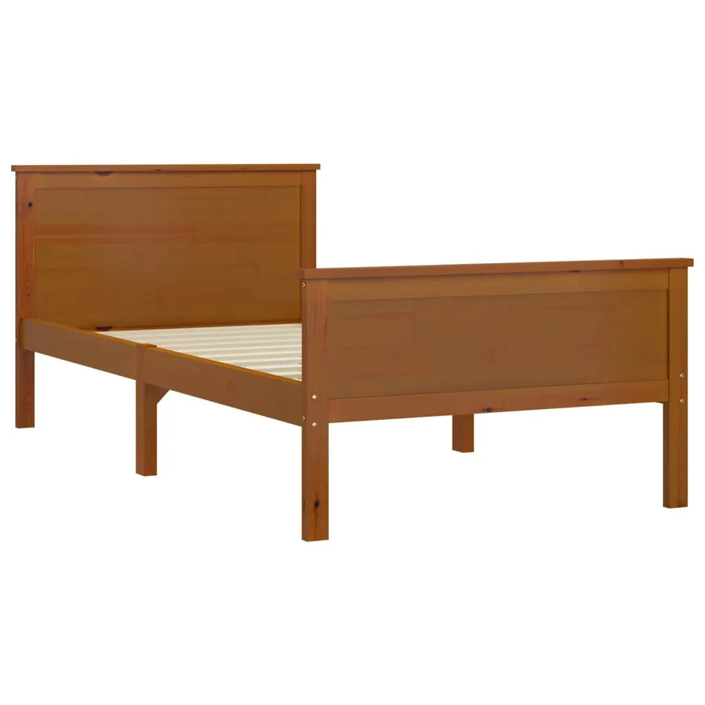 Giroletto-Struttura Letto Marrone Ambra in Legno Massello di Pino 100x200 cm