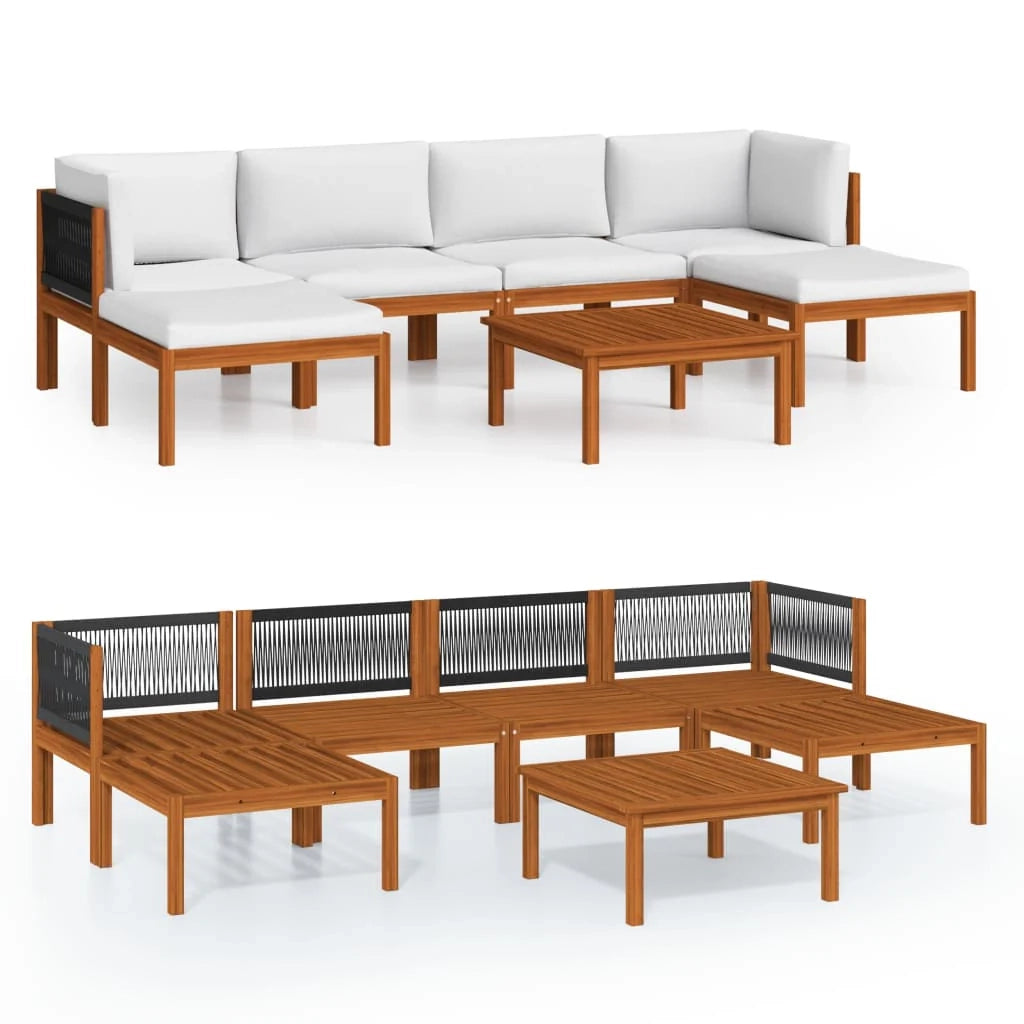 Set di mobili da giardino mobili da esterno 7 pezzi con cuscini crema legno massello di acacia 02_0017170