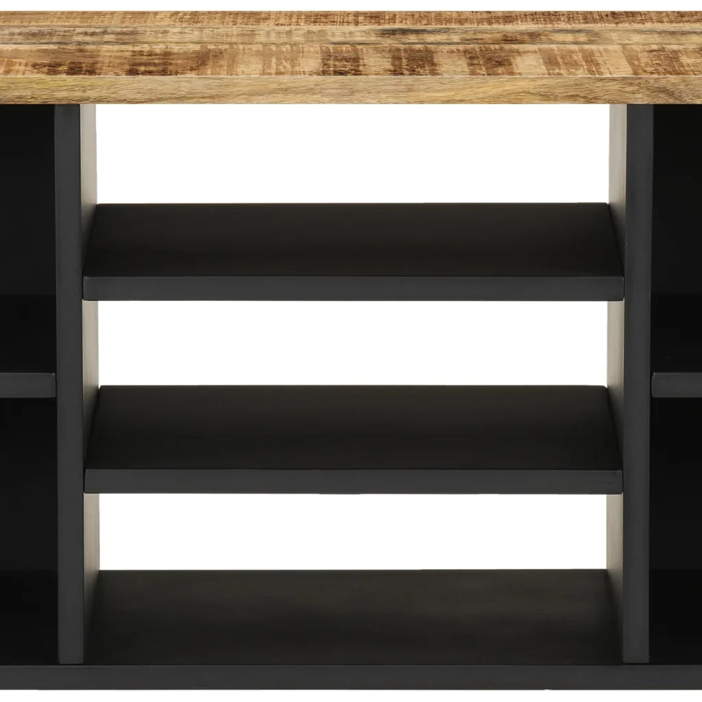 Mobile TV 100x33x46cm Legno Massello Mango e Legno Multistrato 351966
