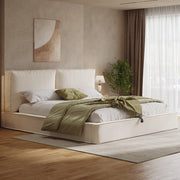 Letto imbottito 180x200 cm con contenitore idraulico in velluto beige