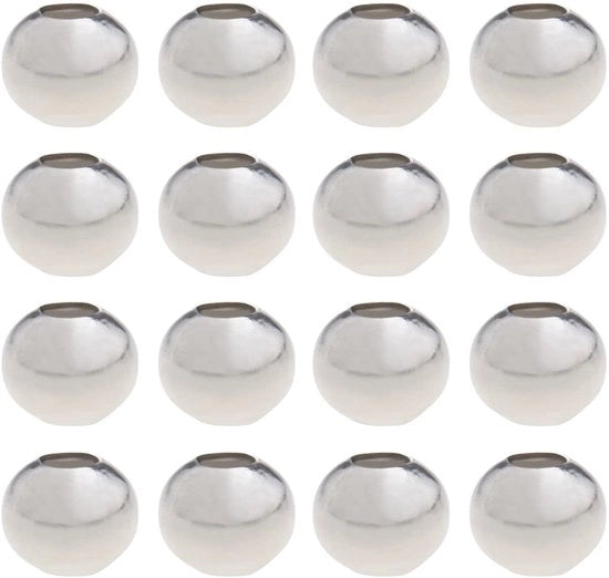 ONF3 - 100 6 mm Onde Portaoggetti a Forma di Perle - Perfetto per la Creazione di Accessori - Argento - DIY Perle - Ideale per Bracciali e Orecchini