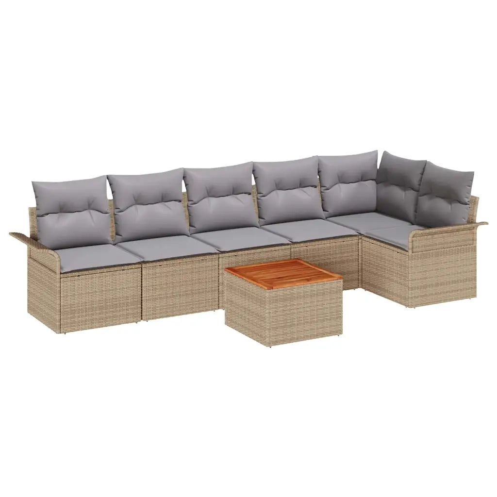 Set Divano da Giardino con cuscino 7 pcs Beige polyrattan 3347336