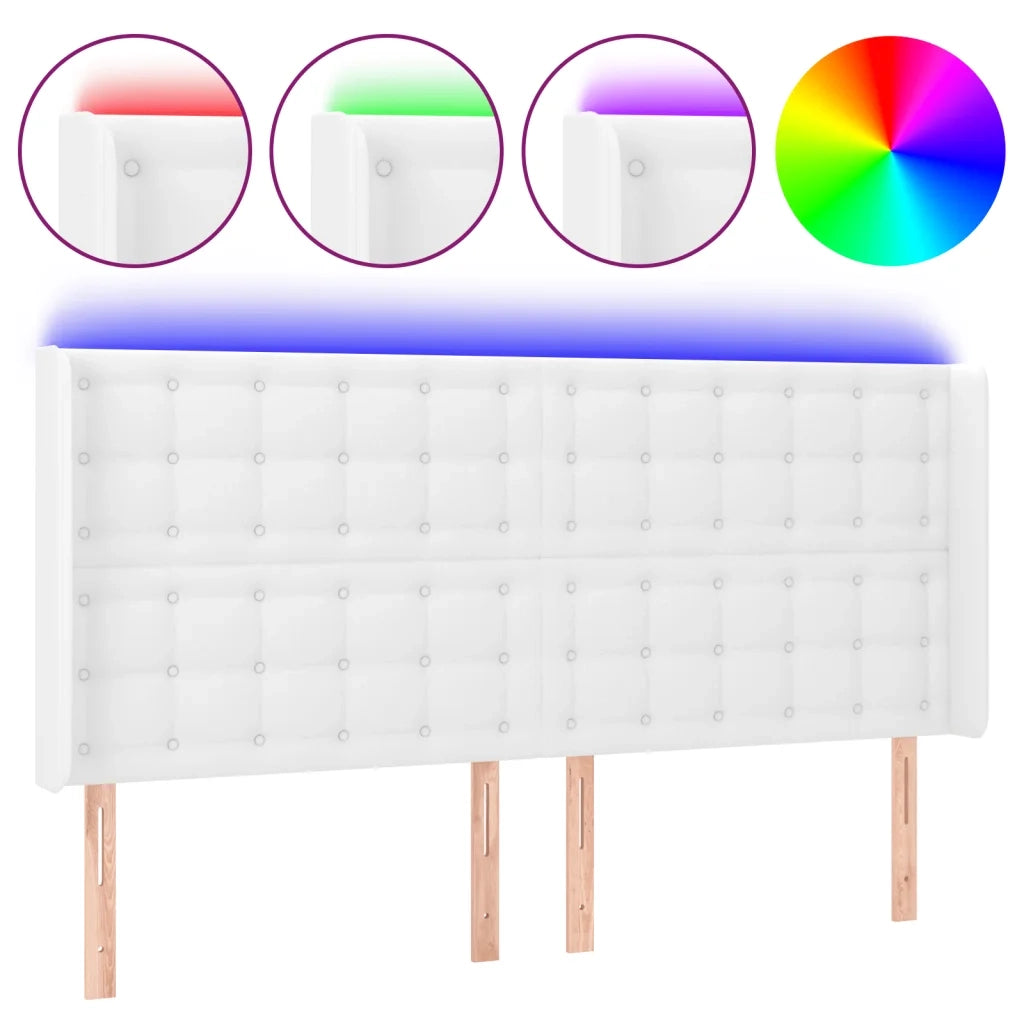 Testiera a LED Bianco 147x16x118/128 cm in Similpelle 3124139