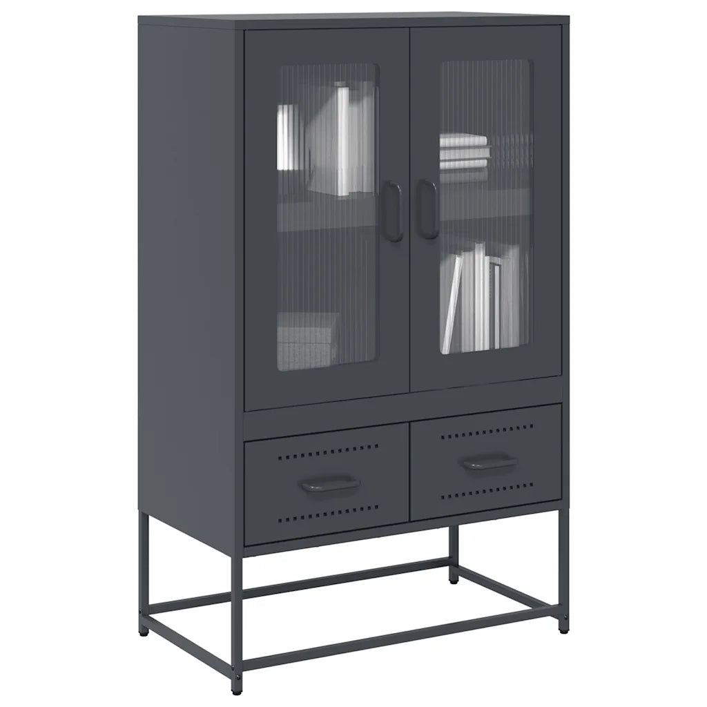 Credenza | Madia | Buffet da pranzo | Armadio da pranzo Antracite 68x39x111,5 cm Acciaio