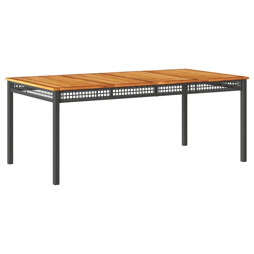 Tavolo da Giardino Nero 180x90x75 cm Polyrattan e Legno Acacia 366279