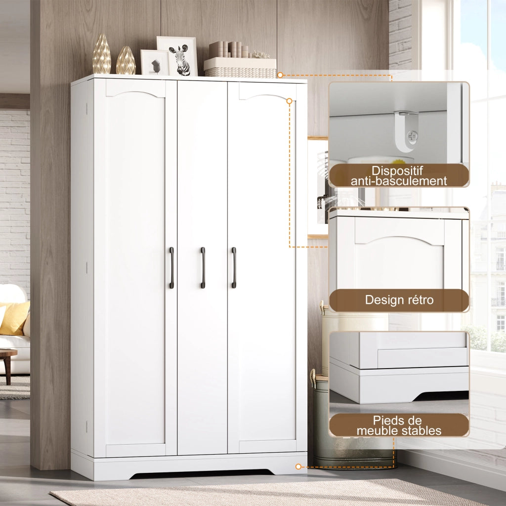 Credenza da cucina con 2 ante; 4 ripiani e estraibile 4 livelli - per cucina - in MDF - bianco