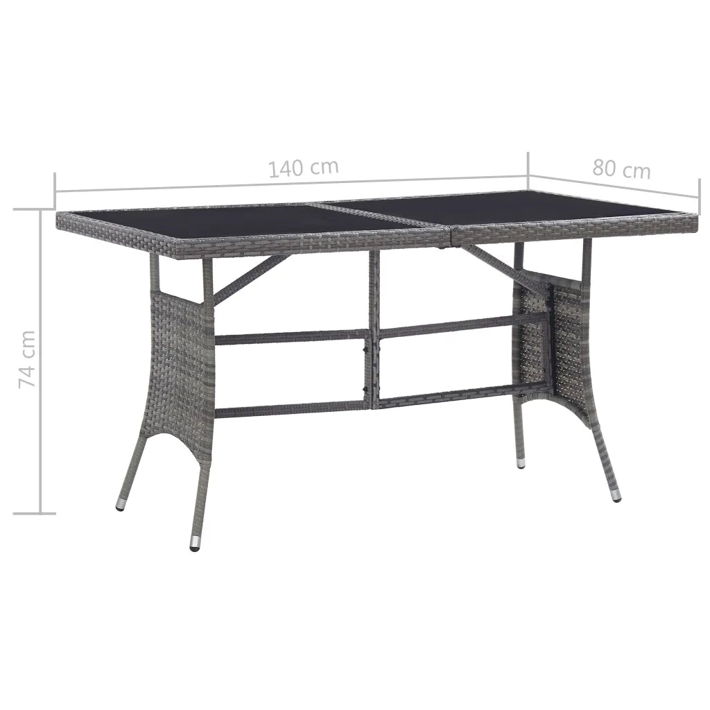Tavolo da Giardino | Tavolino da esterno Grigio 140x80x74 cm in Polyrattan