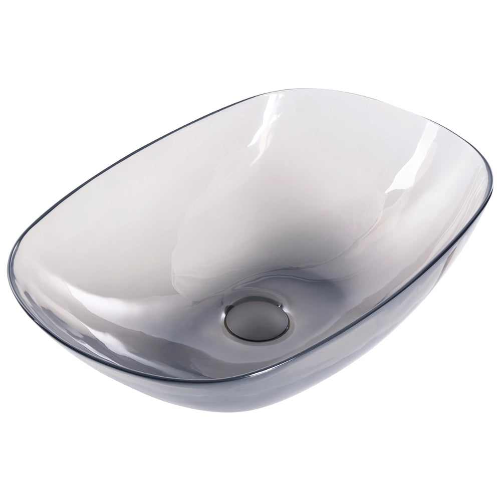 Lavabo da appoggio Superficie solida nero 340 x 360 mm Lavello da bagno semitrasparente