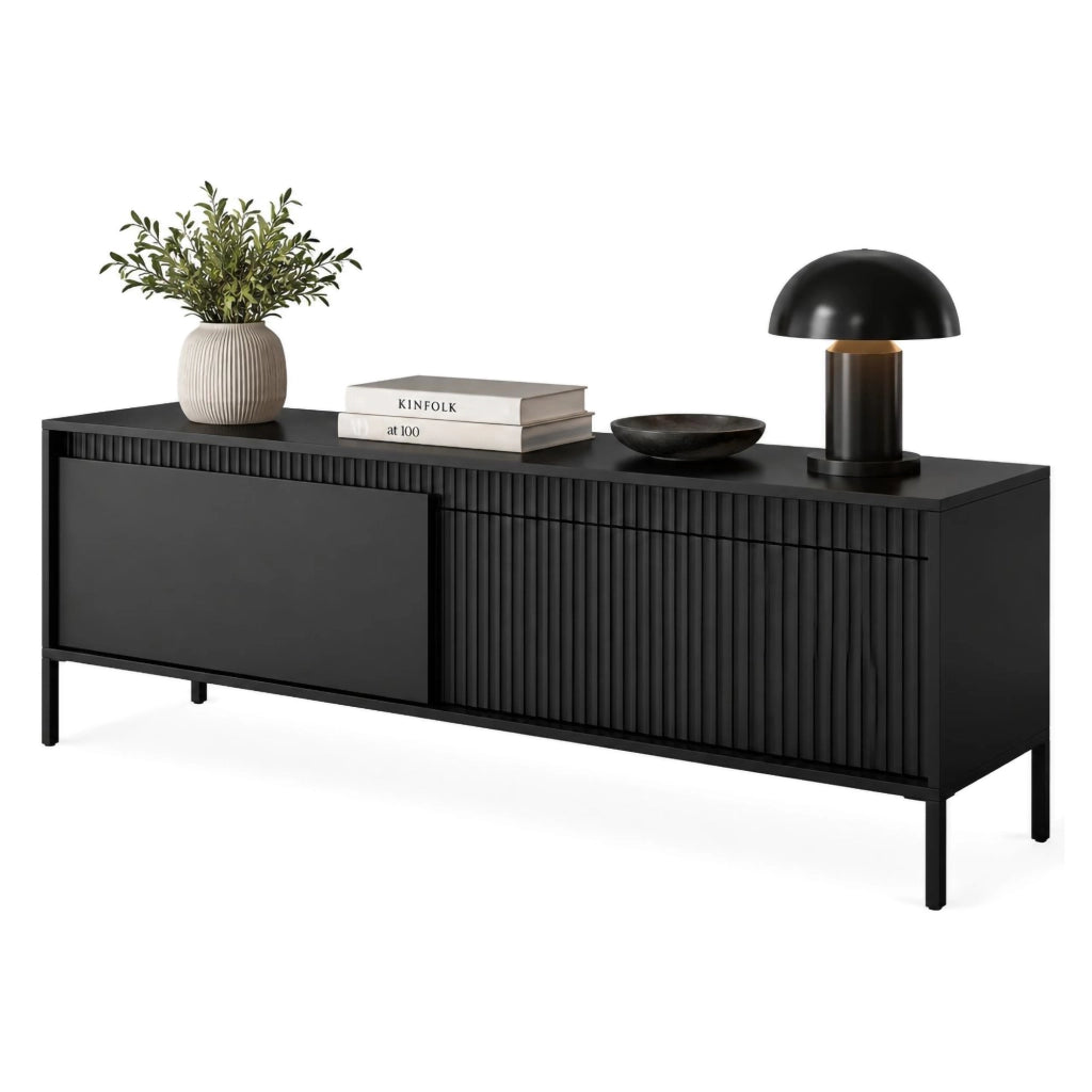 Kameza, Mobile Porta tv un Ripiano, 154x40x53h cm Nero