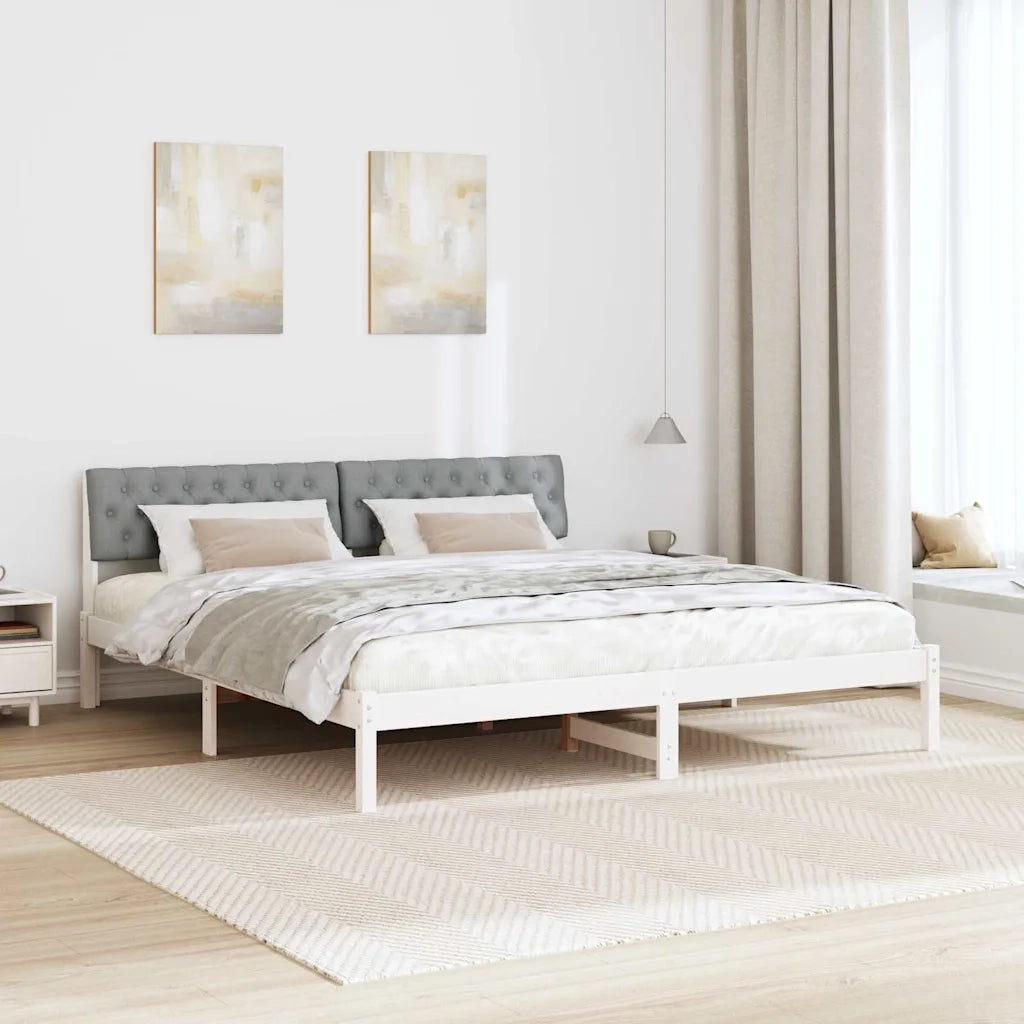 Struttura del letto-Giroletto-Rete del Letto Bianco e grigio chiaro 180 x 200 cm 654516