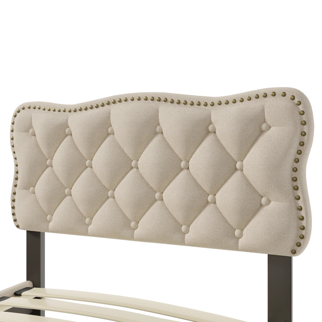 LETTO Imbottito 90x200 cm Dunkelbeige con 2 cassetti