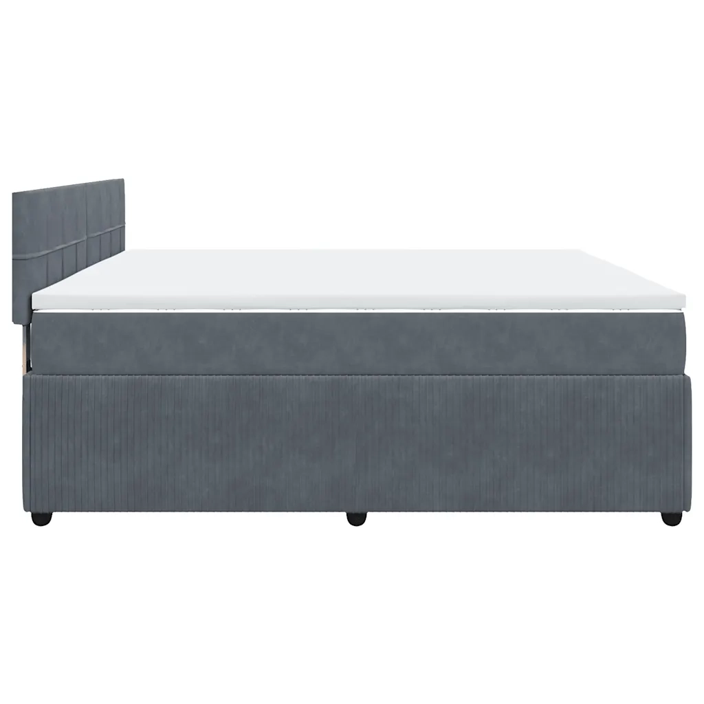 Giroletto a Molle con Materasso Grigio Scuro 200x200 cm Velluto