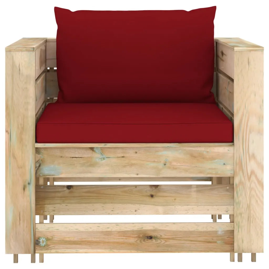 Set Salotto da Giardino 2 pz con Cuscini Legno Impregnato Verde 3074540