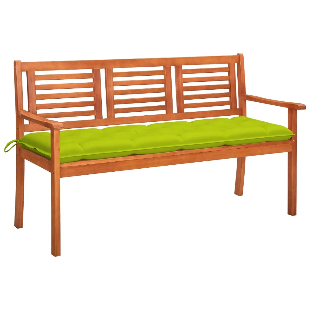 Panchina da Giardino e Cuscino 3 Posti 150cm Eucalipto Massello cod mxl 69862