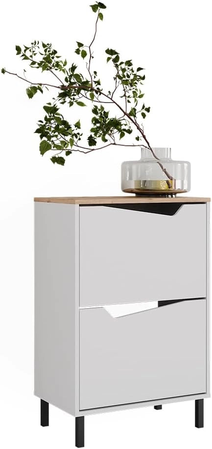Scarpiera da ingresso Marelle, Bianco/Artisan, 60 x 91.6 cm con 2 scomparti