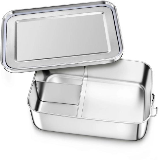 Lunchbox con scomparti, 1400 ml bento box in acciaio inossidabile per bambini e adulti, lattina metallica ermetica per scuola, ufficio, picnic, lavastoviglie resistente