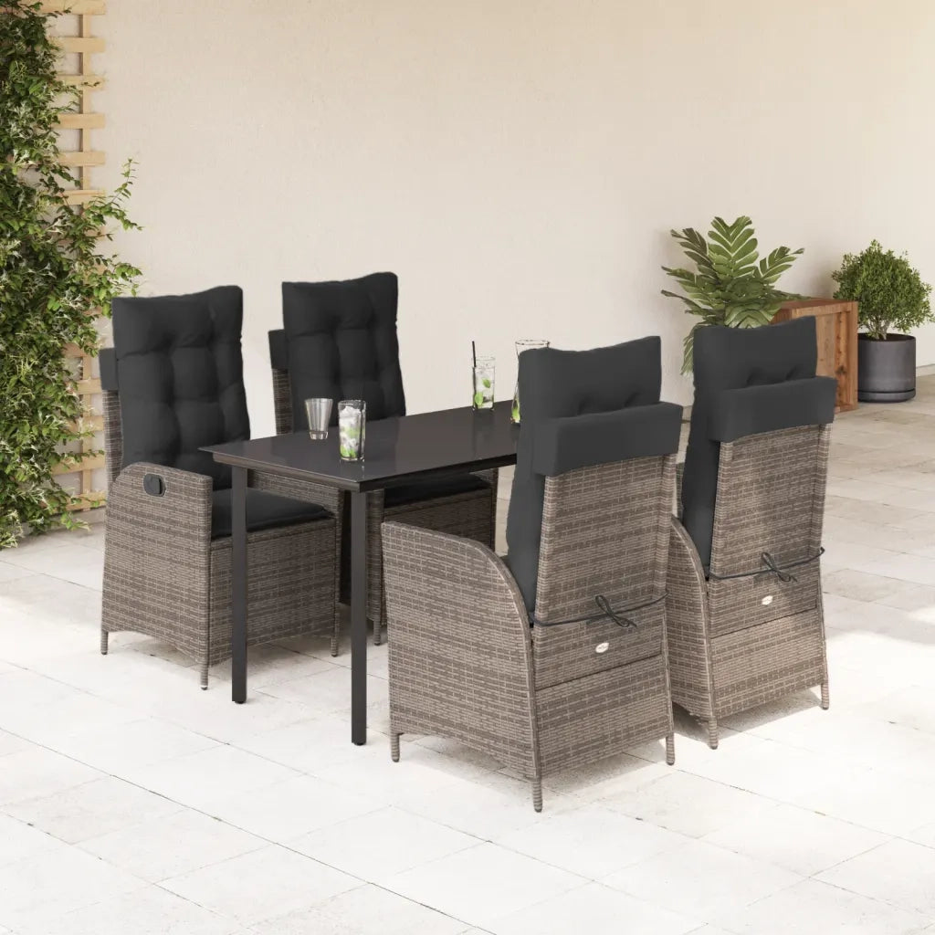 Set da Pranzo da Giardino 5 pz con Cuscini in Polyrattan Grigio 3213227