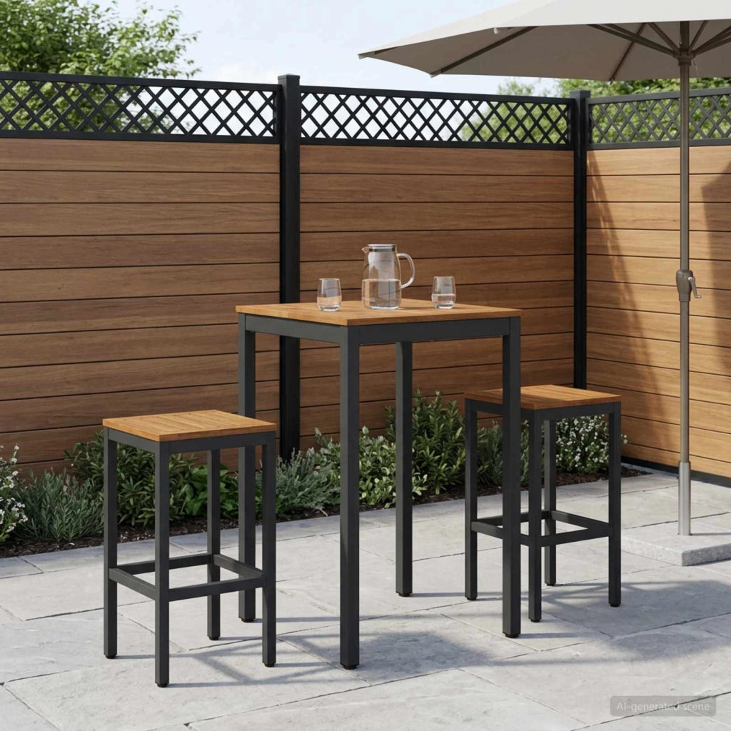 Tavolo Bar da Giardino Naturale e Nero 60 x 60,5 x 105 cm 901331