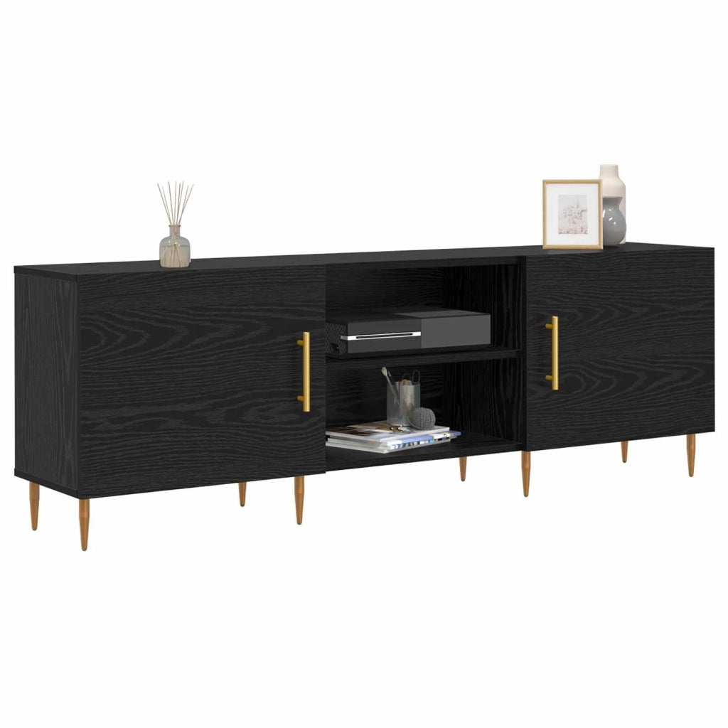 Mobile TV Rovere nero 150 x 30 x 50 cm Legno multistrato 879597