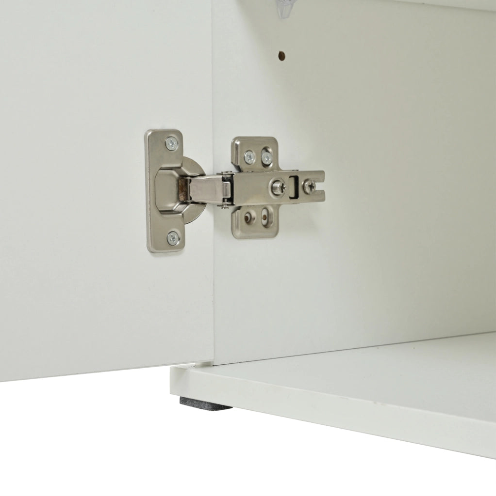 Credenza 155.5x35x72 cm con LED controllabile tramite app in truciolare e vetro bianco