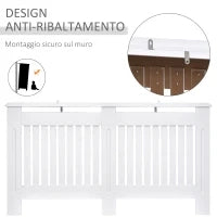 Copritermosifone a Doghe in MDF per Casa e Ufficio, 152x19x81 cm, Bianco
