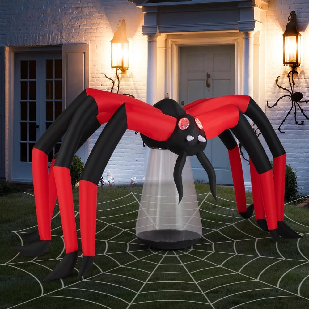 Decorazione Halloween, ragno Halloween gonfiabile, 313 x 130 x 150 cm, 2 luci rosse e 1 LED integrati, soffiatore incluso, decorazione per esterni e interni per giardino, cortile, casa