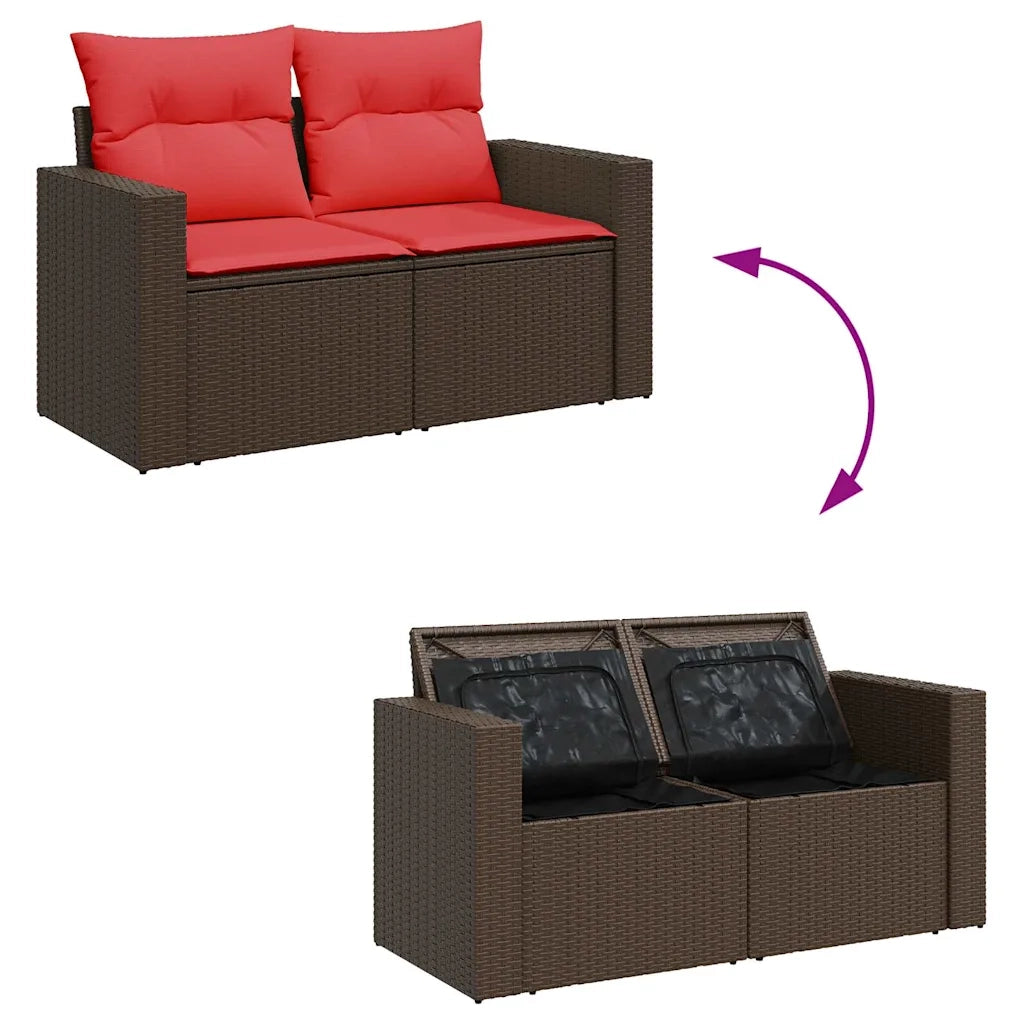 Set Divani Giardino 9 pz con Cuscini Marrone Polyrattan Acacia 3326375