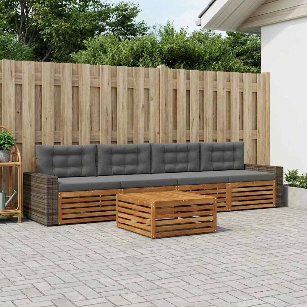 Set di divani da esterno 5 pz Naturale e Antracite 3383010