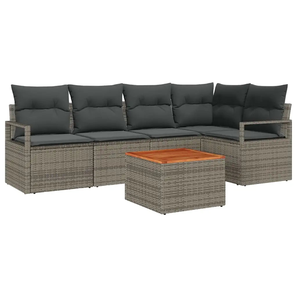 Set Divano da Giardino con cuscino 6 pcs Grigio polyrattan 3347706