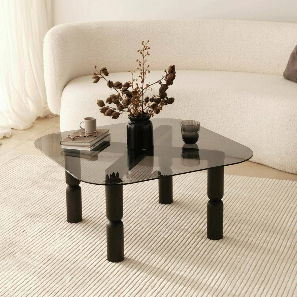 Gran, Tavolino da Salotto Effetto Fume, 80x80x40h cm Nero Antracite