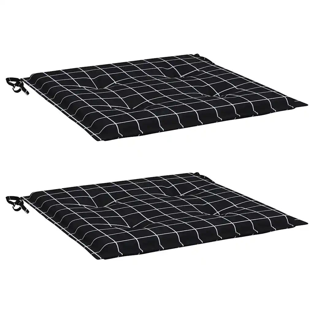 Cuscini Sedia 2 pz Motivo a Quadri Nero 40x40x3 cm in Tessuto 361014