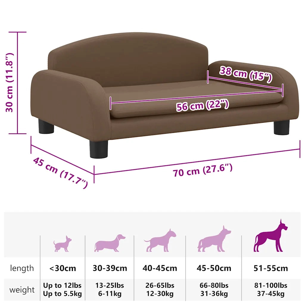 Lettino per Cani Marrone 70x45x30 cm in Tessuto CFW7788821