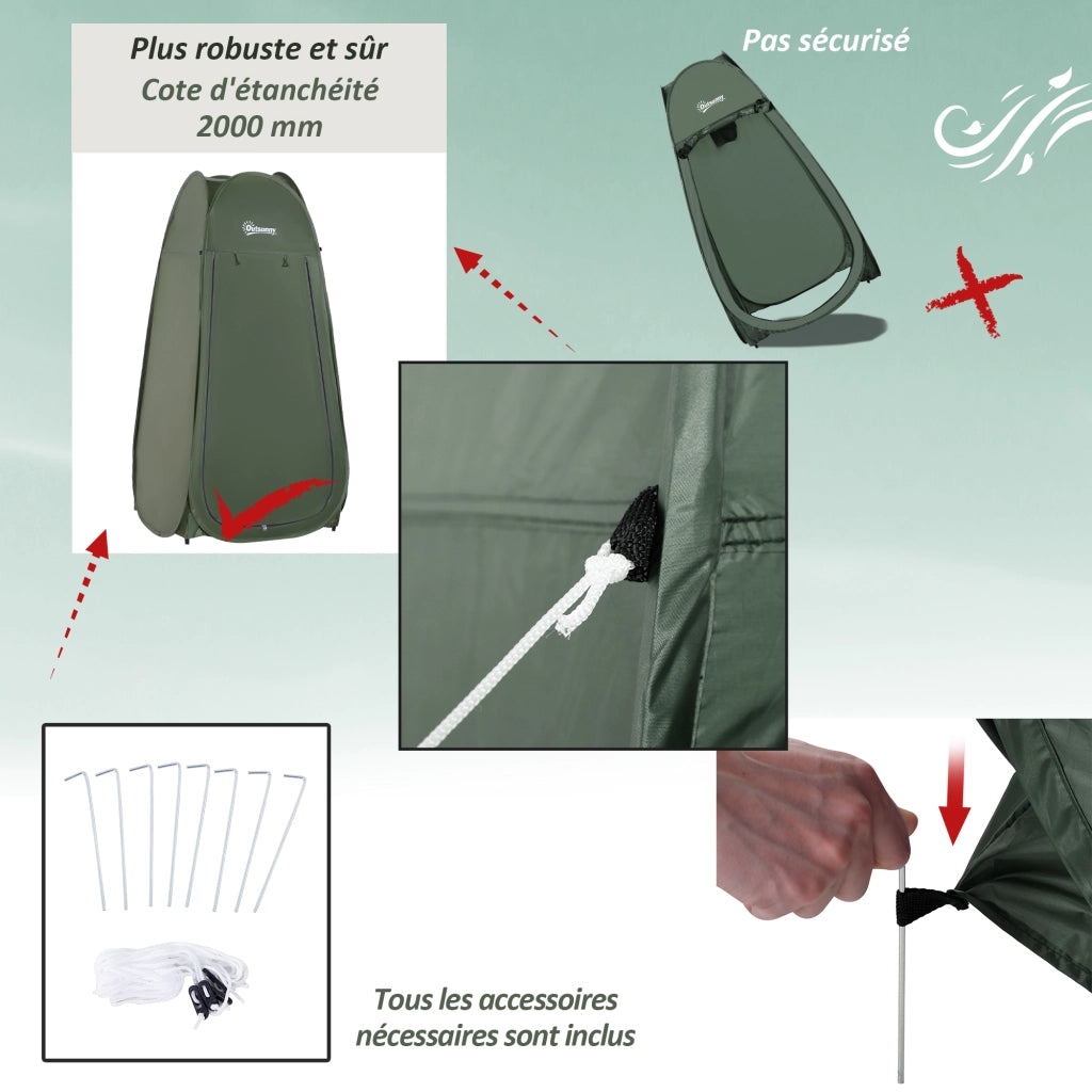 Tenda Doccia Portatile Pieghevole ¨C Zephmum ¨C Verde, Antivento, Antiruggine, 200x200x200 cm