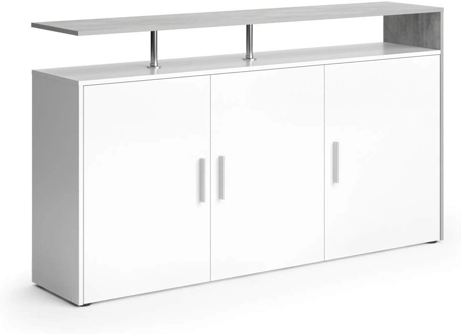 Credenza Amato, Cemento/Bianco, 35 x 91.6 cm, per la conservazione di abbigliamento e oggetti per la casa
