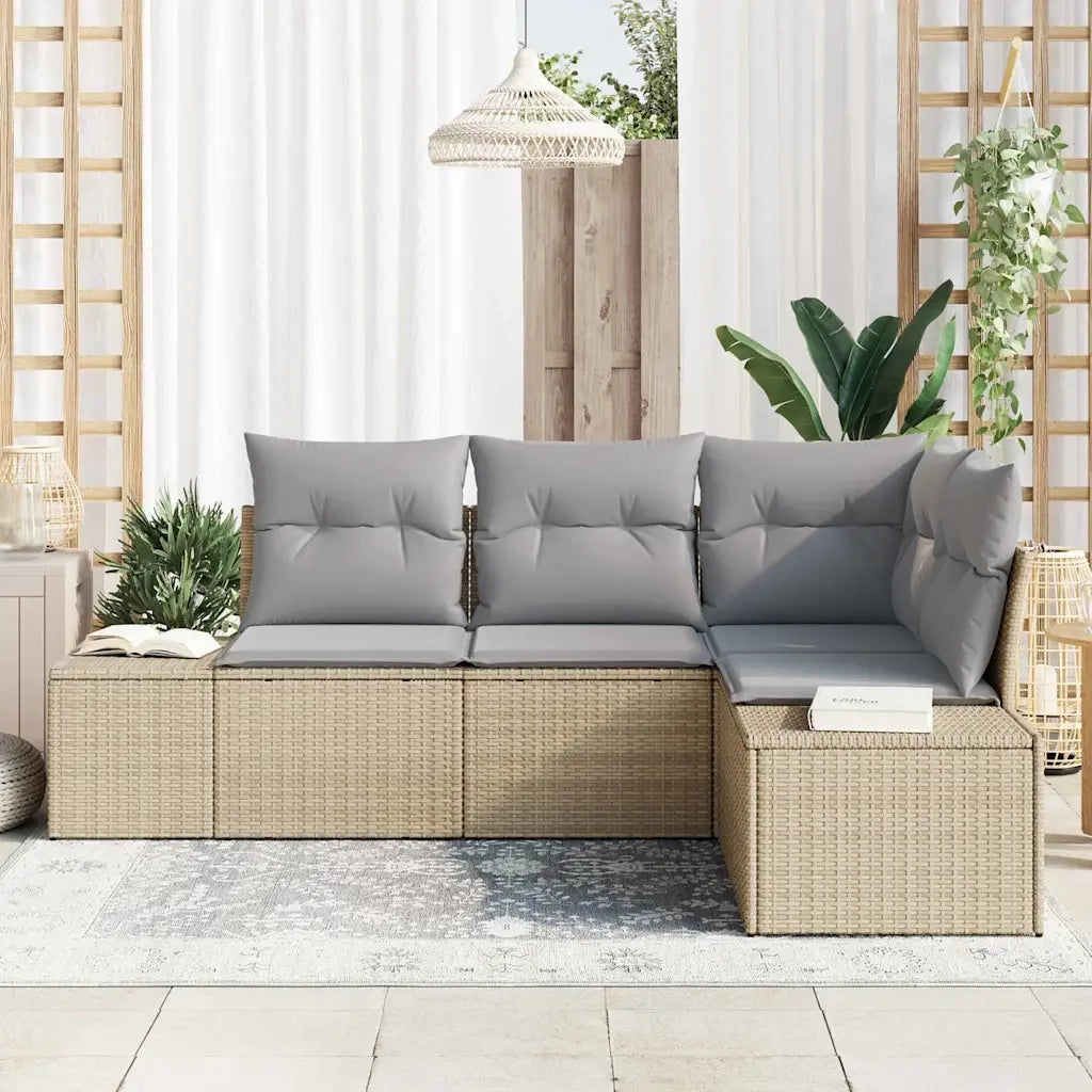 Set Divano da Giardino 4 pcs Beige e Grigio Chiaro polyrattan 3355709