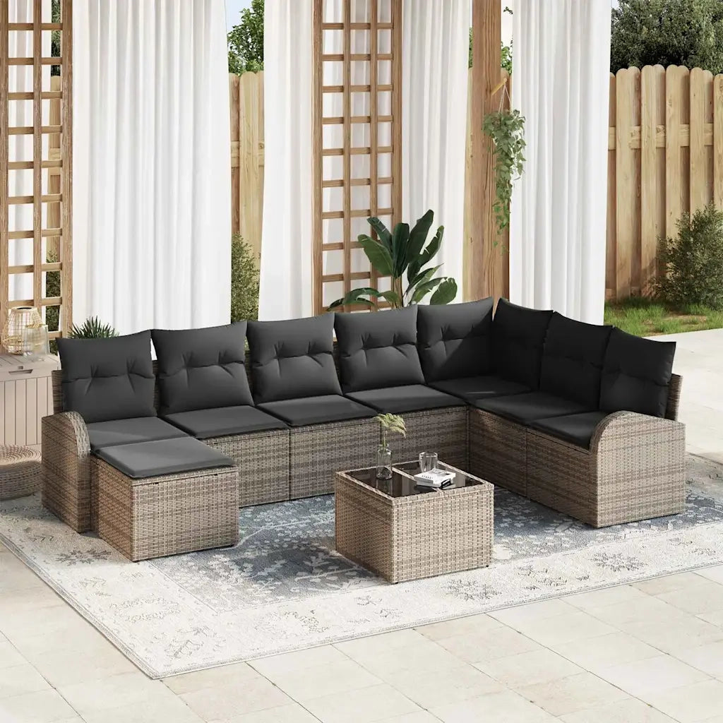 Set di divani con cuscino 9 pcs Grigio polyrattan 3354838