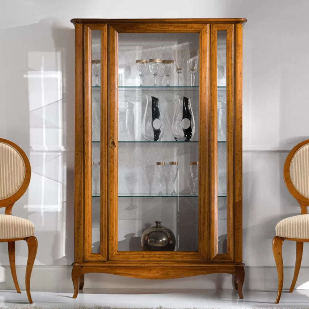 Vetrina classica in legno 1 porta finitura bassano l.111 p.44 h.190 - Mobili 2G